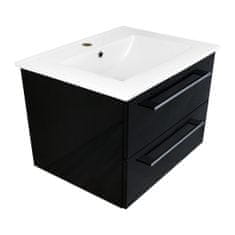 BPS-koupelny Koupelnová skříňka s keramickým umyvadlem Emilio B 75 - černá