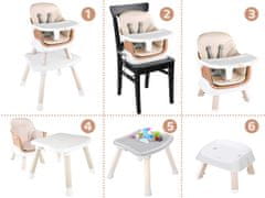 Mamido Dětská jídelní židlička 6v1 béžová