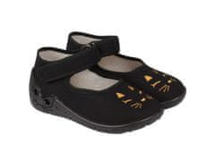 Černé dětské pantofle s koženou vsadkou, pantofle pro dívky Marlena ZETPOL 20 EU
