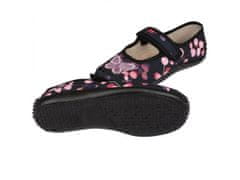 Černé dívčí tenisky/pantofle, dětské pantofle na suchý zip Julia butterfly ZETPOL 27 EU