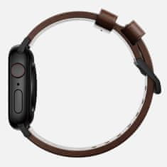 Nomad Modern Band - Kožený řemínek pro Apple Watch 45 / 49 mm, hnědý s černou