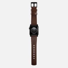 Nomad Modern Band - Kožený řemínek pro Apple Watch 45 / 49 mm, hnědý s černou