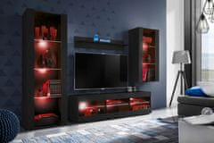 komodee Komodee, sada nábytku Tivoli Medio, Černá/Černá, šířka 245 cm x výška 159 cm x hloubka 35 cm, volitelné LED osvětlení, do obývacího pokoje, ložnice., s podsvícením