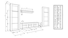 komodee Komodee, Tivoli Grande nábytková sestava, Bílá/Bílá, šířka 250 cm x výška 159 cm x hloubka 35 cm, volitelné osvětlení LED, do obývacího pokoje, ložnice, herní