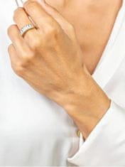 Blyštivý pozlacený prsten se zirkony Leila White Ring MCR23061G (Obvod 57 mm)