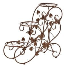 OUTSUNNY Kovový třípatrový stojan na květiny, bronzově hnědý