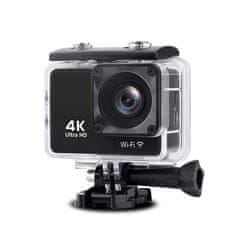 HURTEL Sportovní kamera 4K Full HD Wi-Fi 16Mpx vodotěsná širokoúhlá + příslušenství černé
