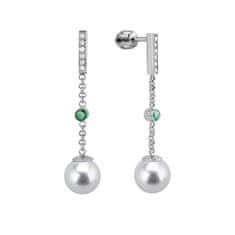 DIAMOND SPOT Diamantové náušnice s perlami a smaragdy