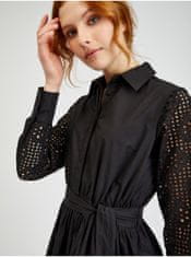 Orsay Černé dámské děrované košilové šaty se zavazováním 36