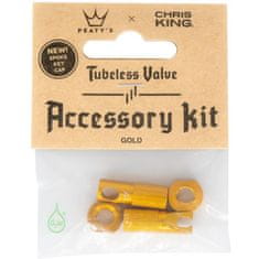 Peaty's Čepičky X Chris King MK2 Tubeless Valves Accessory Kit - 1 pár, zlatá
