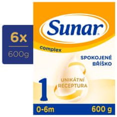 Sunar Complex 1 počáteční kojenecké mléko, 6 x 600 g