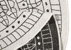 NORTHRUGS Kusový koberec Twin-Wendeteppiche 103101 creme schwarz kruh – na ven i na doma 140x140 (průměr) kruh