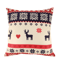 RTex Vánoční voňavý dekorační polštář jelen a srdce modročervený