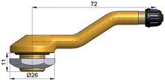 SCHRADER Bezdušový ventil typ Sephie – 2x zahnutý, díra 16mm, délka 72mm
