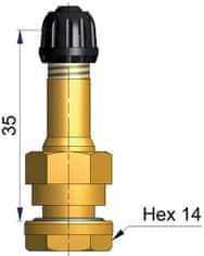 SCHRADER Bezdušový ventil V520 – rovný, díra 9,7mm, délka 36mm