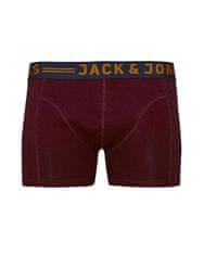 Jack&Jones Plus 3 PACK - pánské boxerky JACLICHFIELD 12147592 Burgundy (Velikost 4XL)