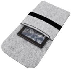 Atmoog AM-UNI-01 - Univerzální filcové pouzdro pro všechny čtečky knih - šedé s kapsou, zavírání na pásek