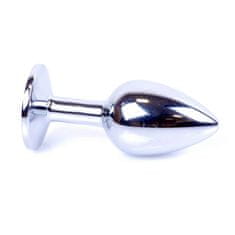 Boss Series Boss Series Jewellery Silver Plug PINK - stříbrný anální kolík s drahokamem 7 x 2,7 cm
