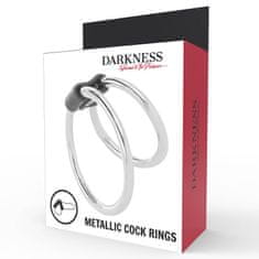 Darkness Darkness Double Metal Penis Ring, dvojitý erekční kroužek na penis a varlata, kovový
