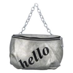 Turbo Bags Módní dámská ledvinka s nápisem Hello, stříbrá