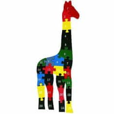 HJ Toys Vkládací puzzle z masivu žirafa s čísly a písmeny