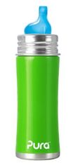 Purakiki Kojenecká lahev nerezová 325 ml - pítko 6+ zelená