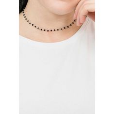 Amen Nadčasový stříbrný náhrdelník s černými krystaly Romance CLBN (Délka 45 cm)