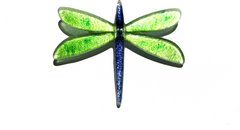 AXUM Bohemia VÁŽKA Skleněná brož zelená, rozměr 65 x 55 mm, trávově zelená