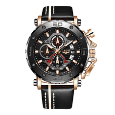 Lige Elegantní pánské hodinky s koženým řemínkem model 6 + bonus ZDARMA - Exkluzivní styl!