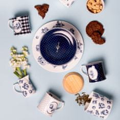 Katie Alice Porcelánový dezertní talíř Vintage Indigo kostkovaný 19 cm