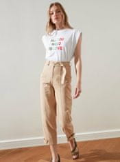 Trendyol Béžové dámské zkrácené kalhoty s kapsami Trendyol XS