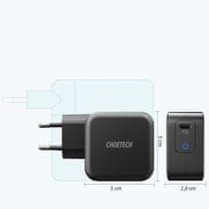 Choetech Q6006 GaN síťová nabíječka USB-C 60W PD + kabel USB-C / USB-C 1.8m, černá
