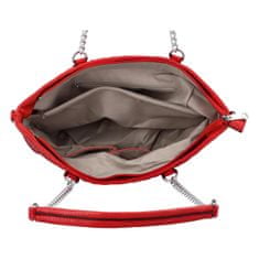 Demra Velká prošívaná dámská koženková taška s řetízkovým uchem Placido, červená