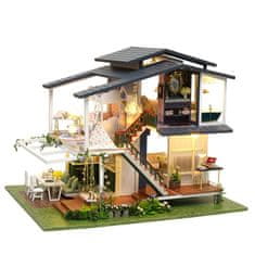 HABARRI Miniatura domečku DIY LED, Ddům umělce, dřevěné