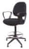 Pracovní židle "Bar", s držákem na nohy, s kluzáky, černé čalounění, vyztužené opěradlo, CM1010BAR