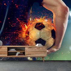 LuxusniObrazy.cz Fototapeta - Fotbalový míč v ohni 147x102 cm