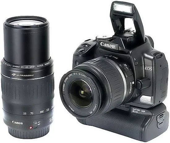 Canon EOS 400D Black / EF-S 18-55 DC + EF 55-200 USM + BG-E3