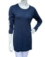 Lea H. Lea H - dlouhý modrý svetr s bílým pruhem Velikost: XL