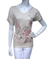 Highlight lesklé béžové květované tričko Velikost: M