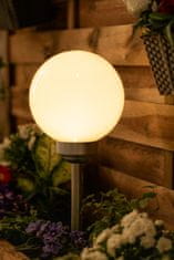 Basic Zahradní lampa LED SOLAR POLUX BALL 20cm SATIN