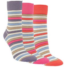 RS  dámské barevné bavlněné pruhované zdravotní ponožky 1202122 3-pack, 35-38