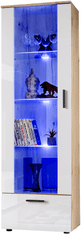Extreme Furniture Extreme Furniture T40 Vitrína | Skleněná Skříňka do Obývacího Pokoje Se 3 Skleněnými Policemi a 2 dveře | Moderní Design | Praktické Skladování, bílá/lesk