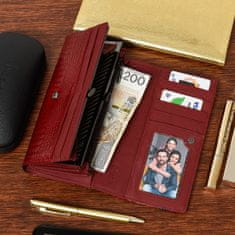 Julia Rosso X34 Dámská kožená peněženka RFiD červená