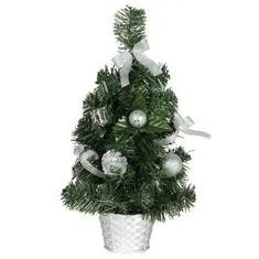 Guirma Vánoční dekorace stromeček se stříbrnými ozdobami 30cm