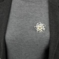 Pinets® Brož stříbrný květ s perlami a kubickou zirkonií