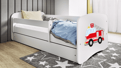 Kocot kids Dětská postel Babydreams hasičské auto bílá, varianta 70x140, bez šuplíků, bez matrace