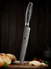 Xinzuo  Nůž na pečivo 8" XINZUO KÓČI 67 vrstev damaškové oceli 