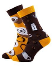 Veselé vzorované ponožky Coffee Lover černo-žluté vel. 43-46