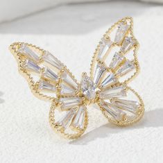 Pinets® Ozdobný špendlík malý motýlek zlacený 14karátovým zlatem