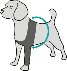 Pooperační ochranné oblečení na přední nohu psa 12cm, obvod hrudníku: 30-43 cm